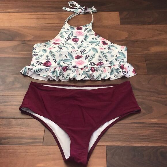 Floral high neck tankini, XL - Picture 1 of 4